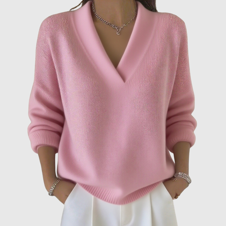 Faye | Pull à col V doux en coupe décontractée