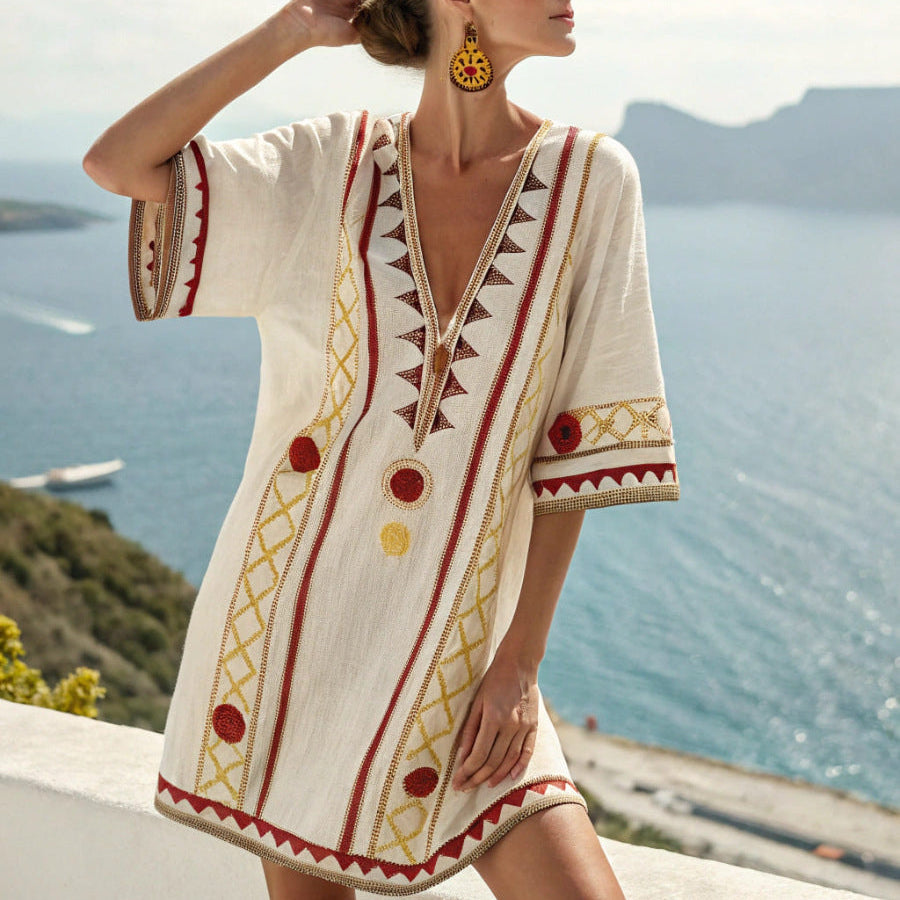 Tunique "Nefertiti" – Or & Grenat